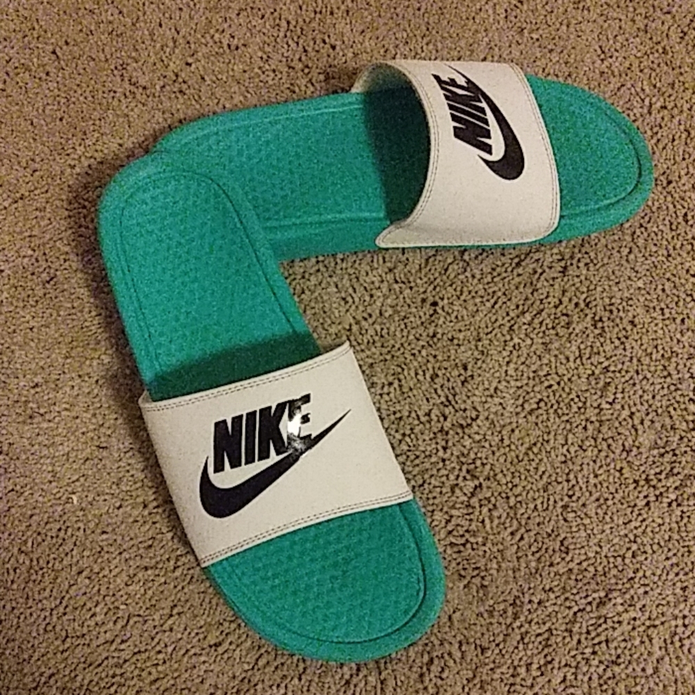 Nike slides white and blue